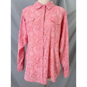 Ariat Pink Paisley Glitter Western Snap Shirt XL Cowgirl Rodeo Festival